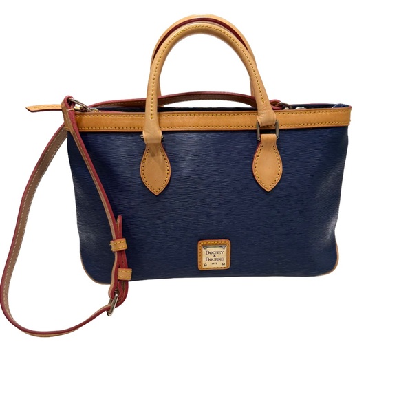 Dooney & Bourke Saffiano Leather Cross-body Satchel Bag Navy Blue NWOT - Picture 1 of 16